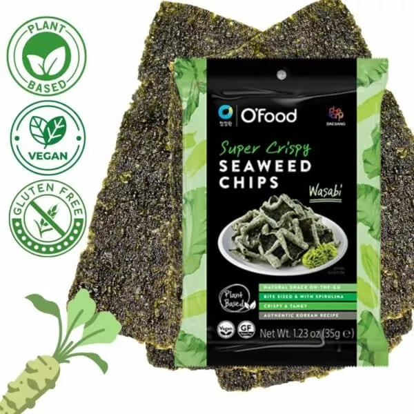 Korean Seaweed Chips (Wasabi) Seaweed Snacks Vegan & Gluten Free