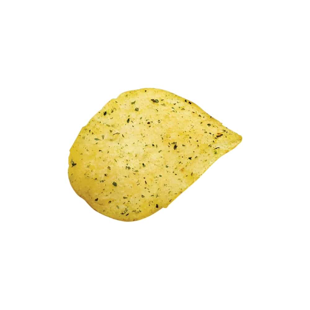 seaweed chips | Snack Affair Archives Herbed potato chip with green herb seasoning on a light chip color