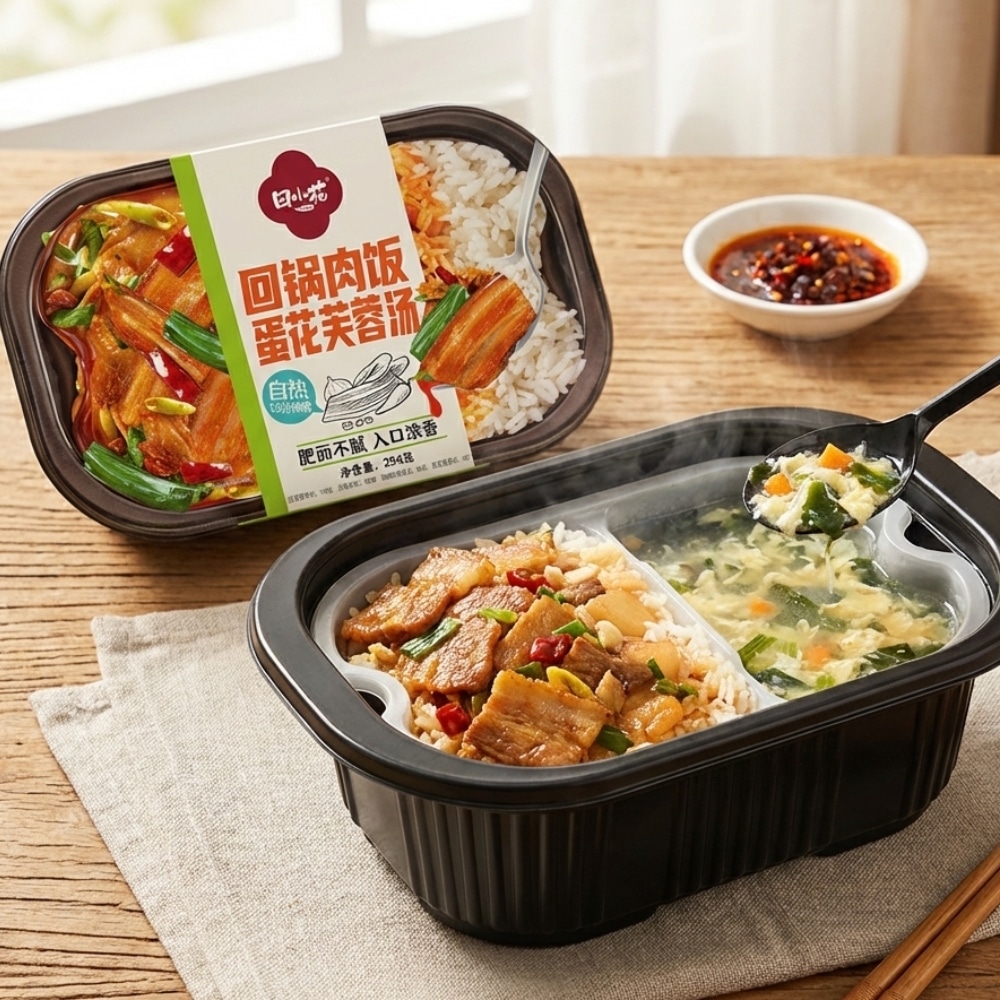 Tian Xiaohua SelfHeating Twice Cooked Pork Rice with Egg Drop Soup | Snack Affair Archives Tian Xiaohua Self-Heating Twice Cooked Pork Rice with Egg Drop Soup