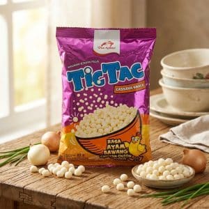 dua kelinci tic tac rasa ayam bawang cassava snack
