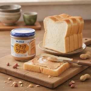 Archives Bread slices on a cutting board with a jar of peanut butter and a knife spreading PB on one slice.