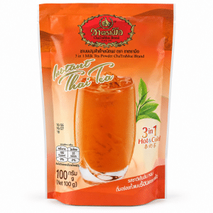 Archives ChaTraMue 3-in-1 Milk Tea powder packaging in orange with logo and Thai text