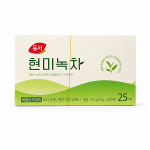 Archives White product box with green wave design, a red Korean logo on the left, and Korean text; a yellow string runs vertically across the front.