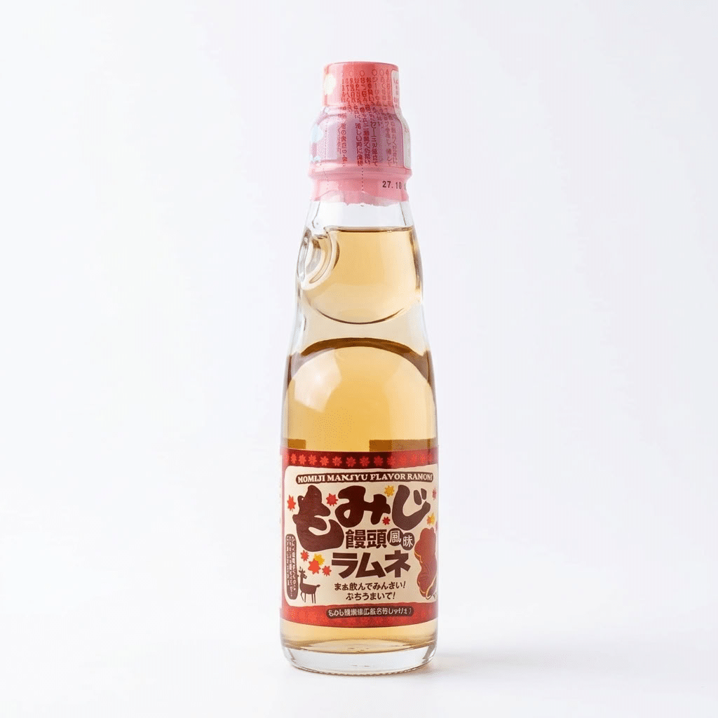 Saito Momiji Manju Flavored Ramune Soda 200ml whitebackground | Snack Affair Archives Saito Momiji Manju Flavored Ramune Soda 200ml - whitebackground